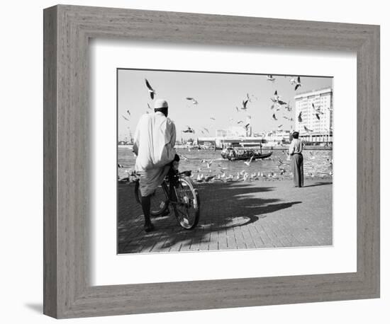 Birds and Watcher, Dubai Creek, Dubai-Walter Bibikow-Framed Photographic Print