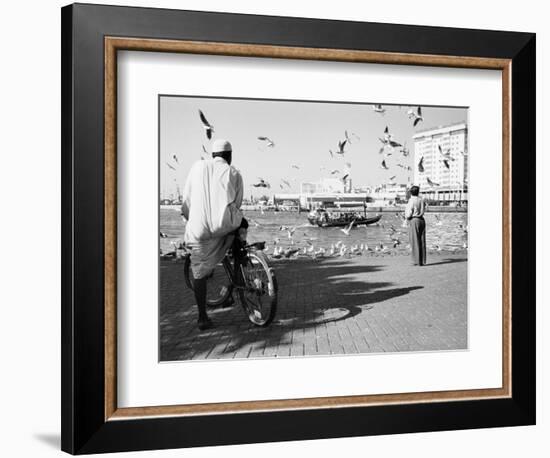 Birds and Watcher, Dubai Creek, Dubai-Walter Bibikow-Framed Photographic Print