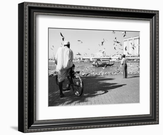 Birds and Watcher, Dubai Creek, Dubai-Walter Bibikow-Framed Photographic Print
