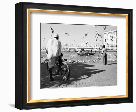 Birds and Watcher, Dubai Creek, Dubai-Walter Bibikow-Framed Photographic Print