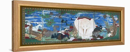 Birds, Animals, and Flowering Plants in Imaginary Scene 1-Jakuchu Ito-Framed Premier Image Canvas