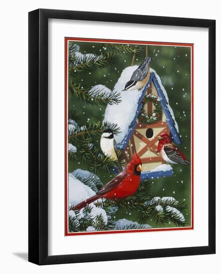 Birds at Feeder (Winter)-William Vanderdasson-Framed Giclee Print