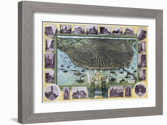 Birds Eye Map Of St Louis Mo 1896-Vintage Lavoie-Framed Giclee Print