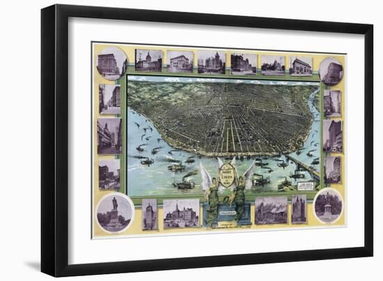 Birds Eye Map Of St Louis Mo 1896-Vintage Lavoie-Framed Giclee Print