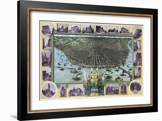 Birds Eye Map Of St Louis Mo 1896-Vintage Lavoie-Framed Giclee Print