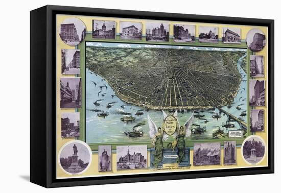 Birds Eye Map Of St Louis Mo 1896-Vintage Lavoie-Framed Premier Image Canvas