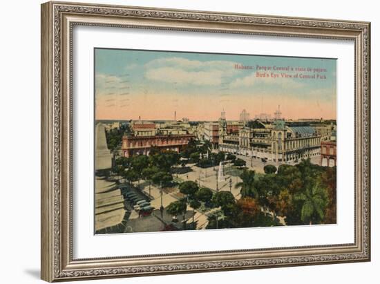 Birds-Eye View of Central Park, Havana, Cuba, C1919-null-Framed Giclee Print