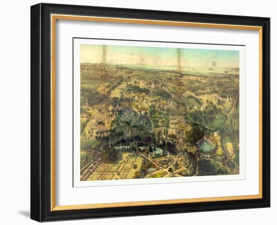 Birds Eye View of Greenwood Cemetery Near New York, USA, America-John Bachmann-Framed Giclee Print