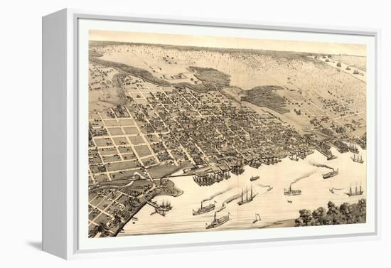 Birds Eye View of Jacksonville, Fla., Circa 1876, USA, America-null-Framed Premier Image Canvas