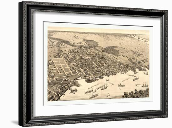 Birds Eye View of Jacksonville, Fla., Circa 1876, USA, America-null-Framed Giclee Print