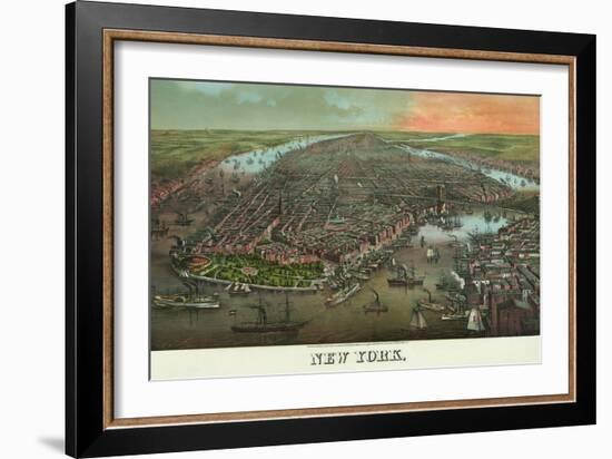 Birds-Eye View of Manhattan, New York-null-Framed Art Print