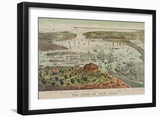 Birds-Eye View of Manhattan, New York-null-Framed Art Print