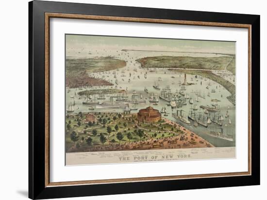 Birds-Eye View of Manhattan, New York-null-Framed Art Print