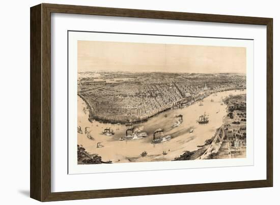 Birds' Eye View of New Orleans Drawn from Nature on Stone, Circa 1851, USA, America-John Bachmann-Framed Giclee Print