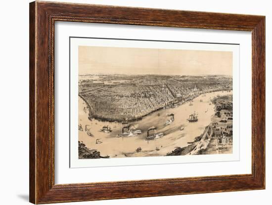 Birds' Eye View of New Orleans Drawn from Nature on Stone, Circa 1851, USA, America-John Bachmann-Framed Giclee Print