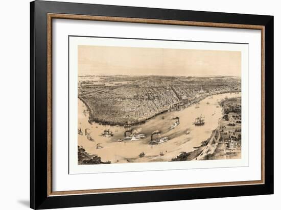 Birds' Eye View of New Orleans Drawn from Nature on Stone, Circa 1851, USA, America-John Bachmann-Framed Giclee Print