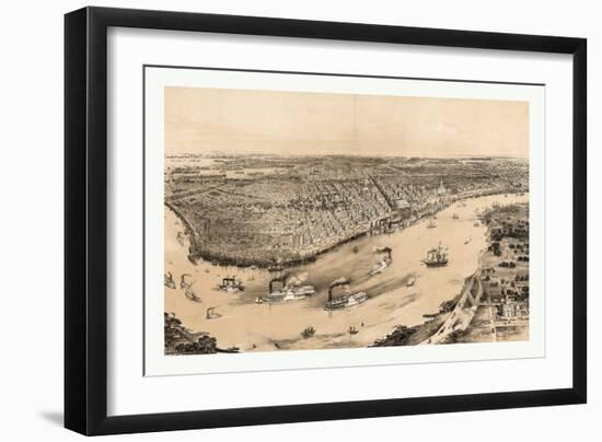 Birds' Eye View of New Orleans Drawn from Nature on Stone, Circa 1851, USA, America-John Bachmann-Framed Giclee Print