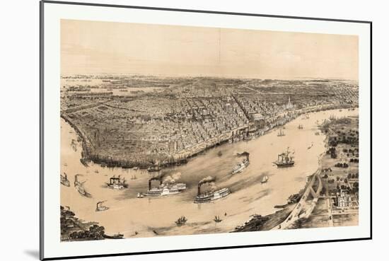 Birds' Eye View of New Orleans Drawn from Nature on Stone, Circa 1851, USA, America-John Bachmann-Mounted Giclee Print