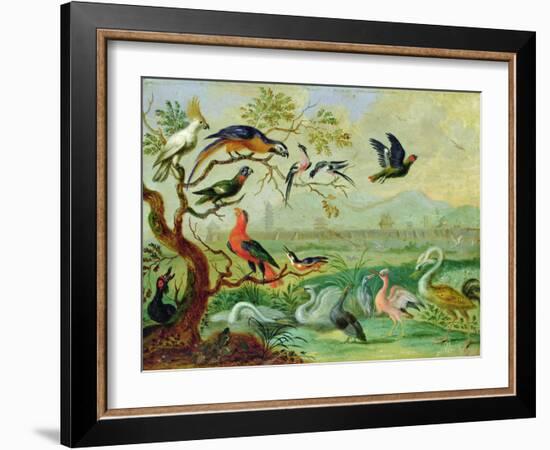 Birds from the Four Continents in a Landscape with a View of Peking in the Background (Oil on Coppe-Ferdinand van Kessel-Framed Giclee Print