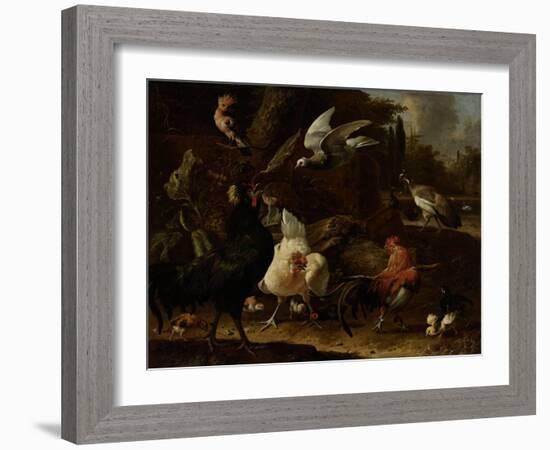 Birds in a Park-Melchior d'Hondecoeter-Framed Art Print