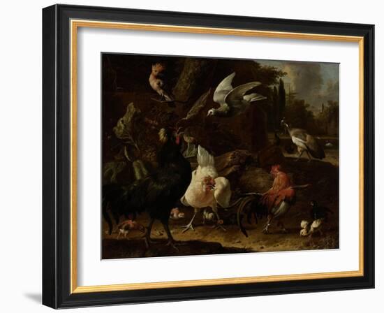 Birds in a Park-Melchior d'Hondecoeter-Framed Art Print