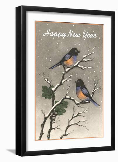 Birds in Snow-null-Framed Art Print