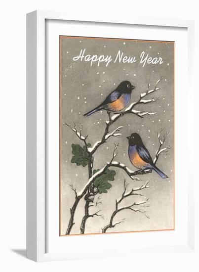 Birds in Snow-null-Framed Art Print