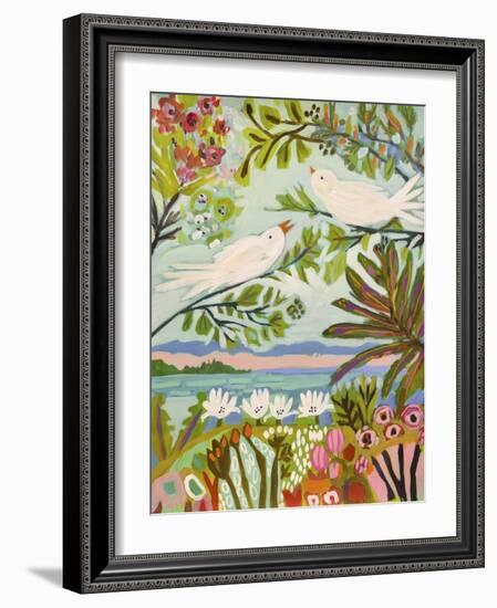 Birds in the Garden I-Karen Fields-Framed Art Print