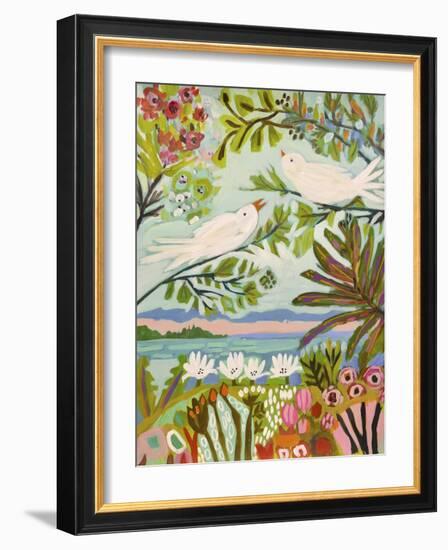 Birds in the Garden I-Karen Fields-Framed Art Print
