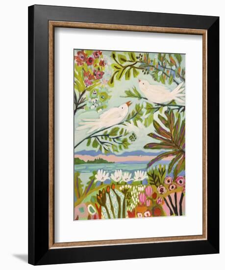 Birds in the Garden I-Karen Fields-Framed Premium Giclee Print