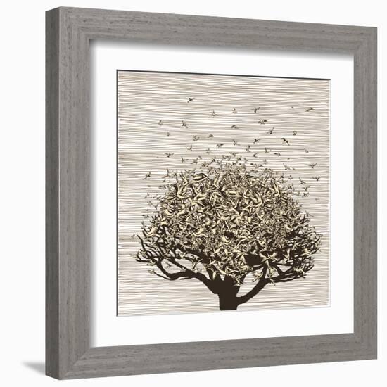 Birds like Leaves on a Tree-RYGER-Framed Art Print