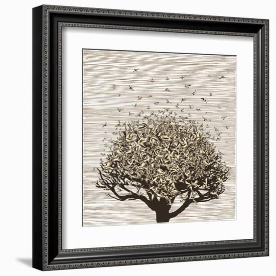 Birds like Leaves on a Tree-RYGER-Framed Art Print