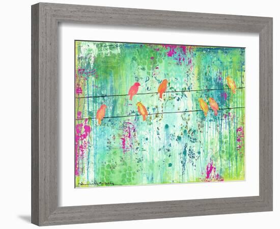 Birds on a Wire-Jennifer McCully-Framed Giclee Print