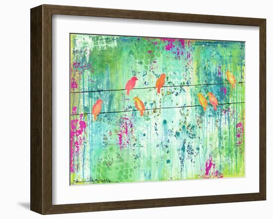 Birds on a Wire-Jennifer McCully-Framed Giclee Print