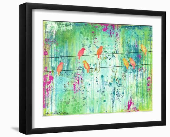 Birds on a Wire-Jennifer McCully-Framed Giclee Print