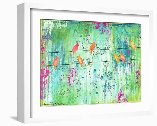 Birds on a Wire-Jennifer McCully-Framed Giclee Print