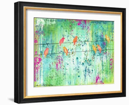 Birds on a Wire-Jennifer McCully-Framed Giclee Print