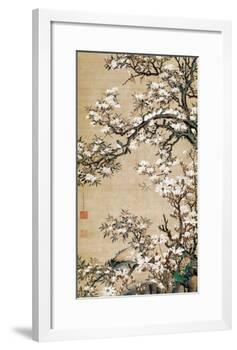 Birds on Aronia Branch-Jakuchu Ito-Framed Premium Giclee Print