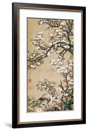 Birds on Aronia Branch-Jakuchu Ito-Framed Premium Giclee Print
