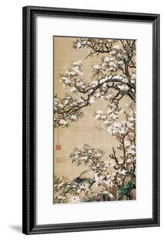 Birds on Aronia Branch-Jakuchu Ito-Framed Premium Giclee Print