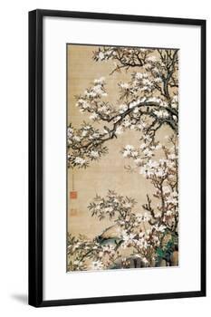 Birds on Aronia Branch-Jakuchu Ito-Framed Premium Giclee Print