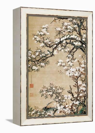 Birds on Aronia Branch-Jakuchu Ito-Framed Premier Image Canvas