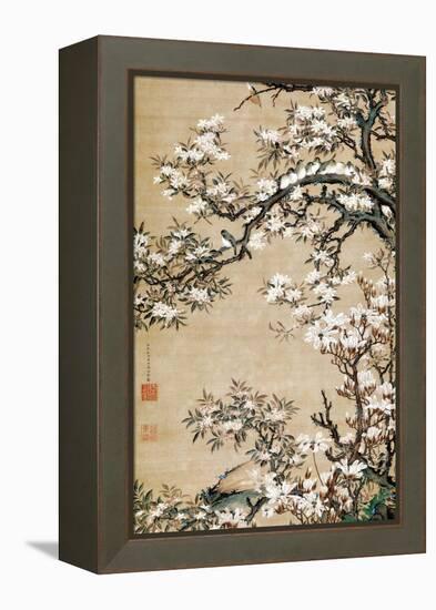 Birds on Aronia Branch-Jakuchu Ito-Framed Premier Image Canvas