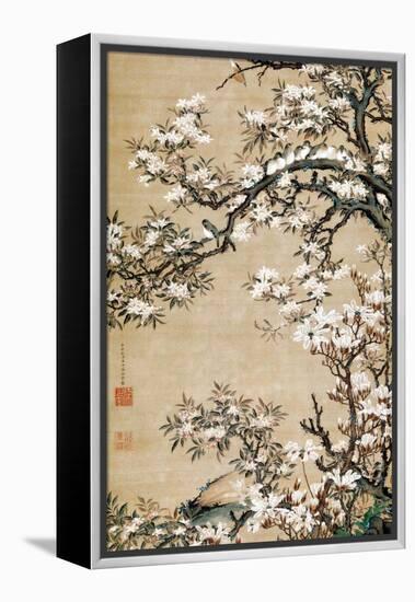 Birds on Aronia Branch-Jakuchu Ito-Framed Premier Image Canvas