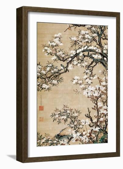 Birds on Aronia Branch-Jakuchu Ito-Framed Giclee Print