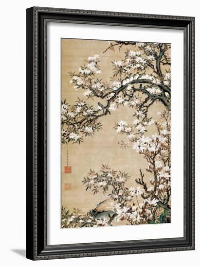 Birds on Aronia Branch-Jakuchu Ito-Framed Giclee Print