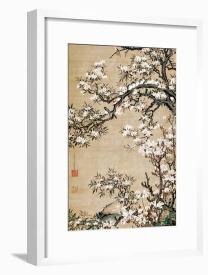 Birds on Aronia Branch-Jakuchu Ito-Framed Premium Giclee Print