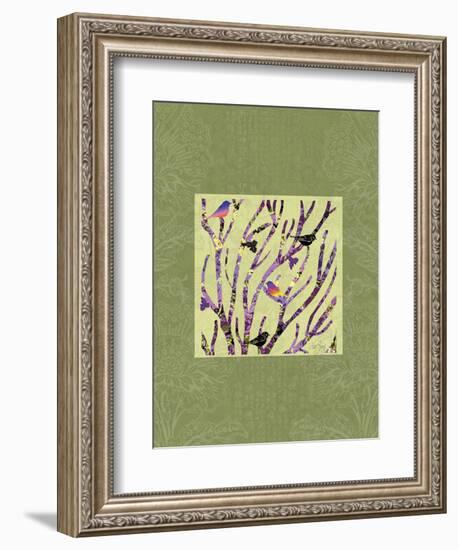 Birds on Branches Vignette-Bee Sturgis-Framed Art Print