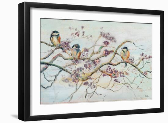 Birds On Cherry Blossom Branch-Patricia Pinto-Framed Art Print
