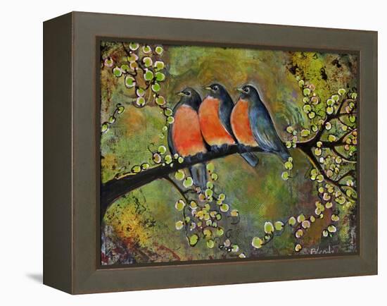 Birds Robins Family Portrait-Blenda Tyvoll-Framed Stretched Canvas